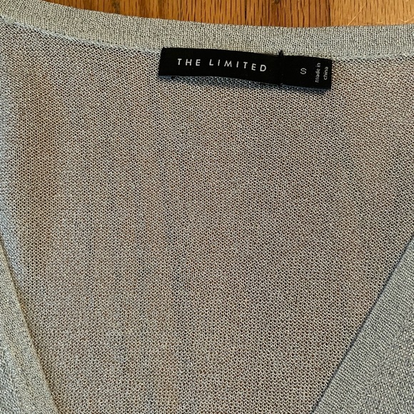 Shimmery silver light weight dressy button up top/layer. - Picture 4 of 6